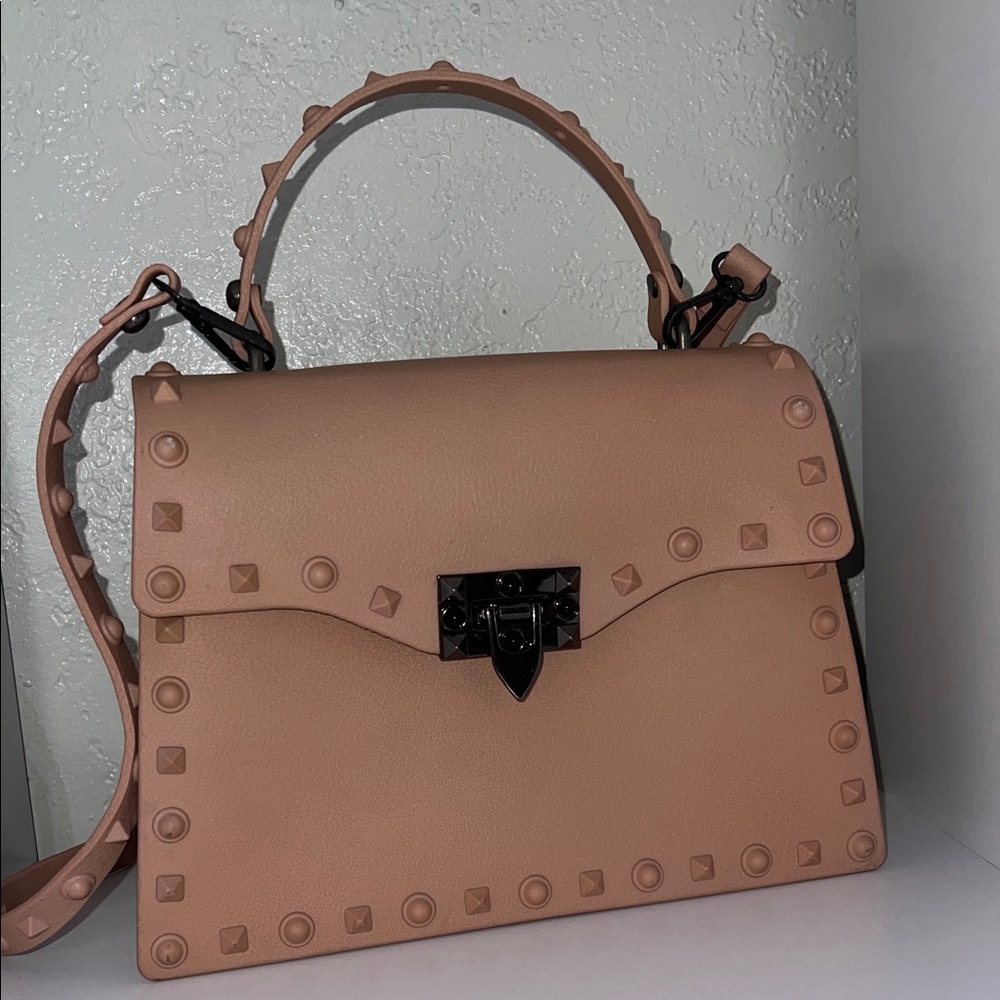 Studded Top Handle Satchel - Blush Pink